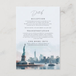 New York Waterverf Illustratie Skyline Wedding Informatiekaartje
