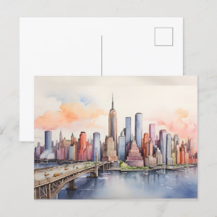 New York waterverf kunst Briefkaart