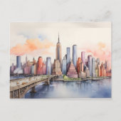 New York waterverf kunst Briefkaart (Voorkant)