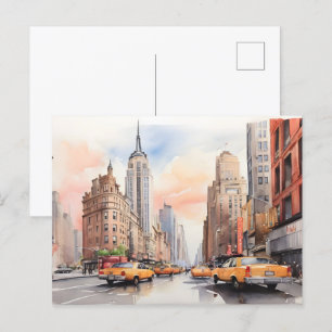 New York waterverf kunst Briefkaart