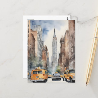 New York waterverf kunst Briefkaart