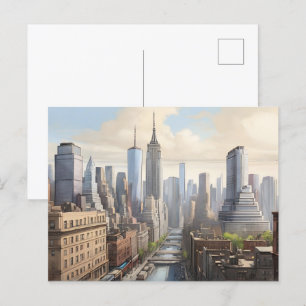 New York waterverf kunst Briefkaart