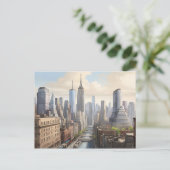 New York waterverf kunst Briefkaart (Staand voorkant)