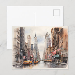 New York waterverf kunst Briefkaart