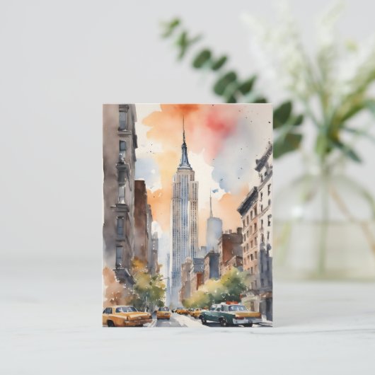 New York waterverf kunst Briefkaart (Staand voorkant)