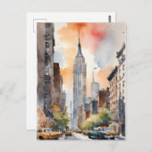New York waterverf kunst Briefkaart (Voorkant / Achterkant)