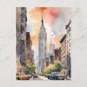 New York waterverf kunst Briefkaart (Voorkant)