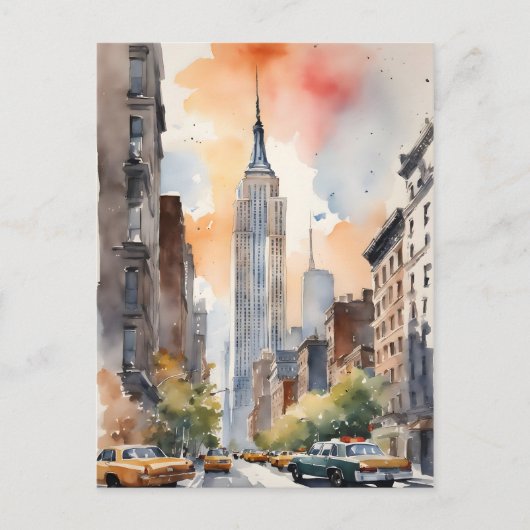New York waterverf kunst Briefkaart (Voorkant)