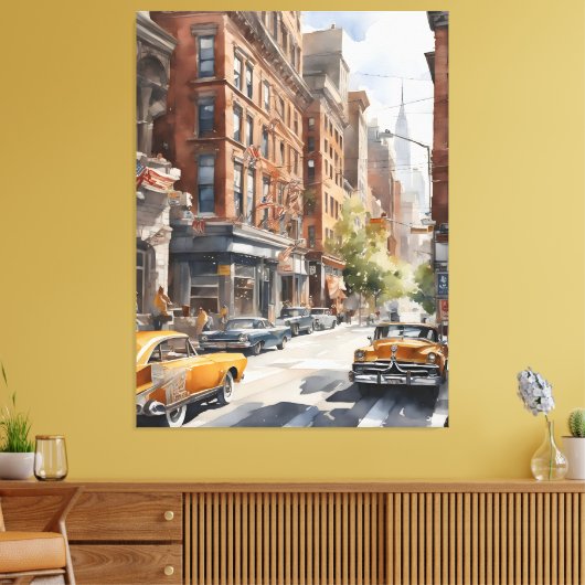 New York waterverf kunst Canvas Afdruk (Insitu (Woonkamer))