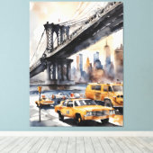 New York waterverf kunst Canvas Afdruk (Insitu (Houten vloer))