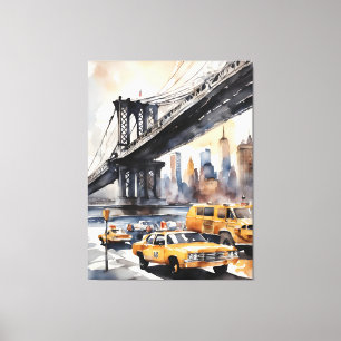 New York waterverf kunst Canvas Afdruk