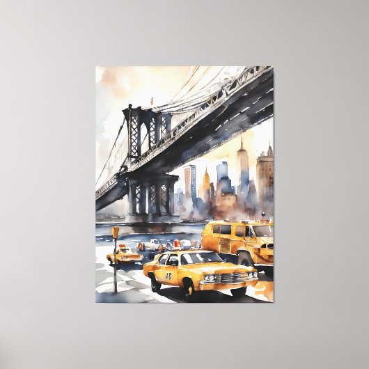 New York waterverf kunst Canvas Afdruk (Voorkant)