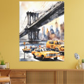 New York waterverf kunst Canvas Afdruk (Insitu (Woonkamer))