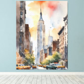 New York waterverf kunst Canvas Afdruk (Insitu (Houten vloer))