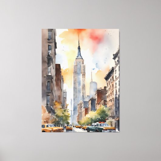 New York waterverf kunst Canvas Afdruk (Voorkant)
