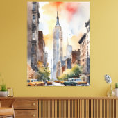New York waterverf kunst Canvas Afdruk (Insitu (Woonkamer))