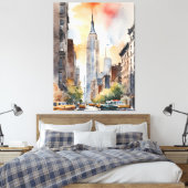 New York waterverf kunst Canvas Afdruk (Insitu (Slaapkamer))