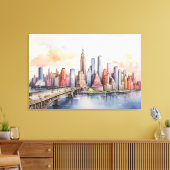 New York waterverf kunst Canvas Afdruk (Insitu (Woonkamer))