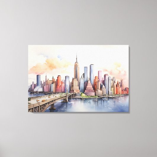 New York waterverf kunst Canvas Afdruk (Voorkant)