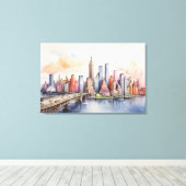 New York waterverf kunst Canvas Afdruk (Insitu (Houten vloer))