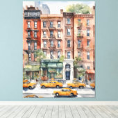 New York waterverf kunst Canvas Afdruk (Insitu (Houten vloer))