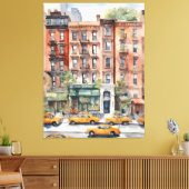 New York waterverf kunst Canvas Afdruk (Insitu (Woonkamer))