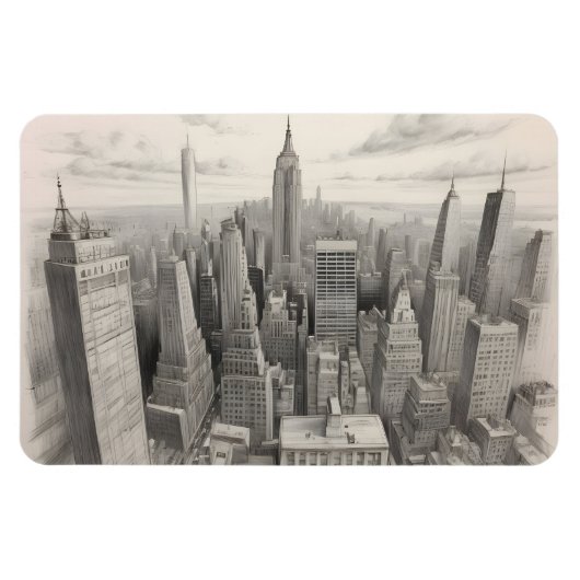 New York waterverf kunst Magneet (Horizontaal)