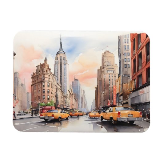 New York waterverf kunst Magneet (Horizontaal)