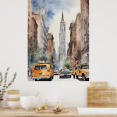 New York waterverf kunst Poster (Keuken)