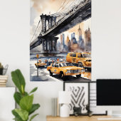 New York waterverf kunst Poster (Thuiskantoor)