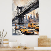 New York waterverf kunst Poster (Keuken)