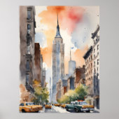 New York waterverf kunst Poster (Voorkant)
