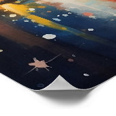 New York Waterverf, Schilderen, Stadsnacht, Poster (Hoek)