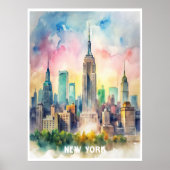 New York Waterverf schilderij Poster (Voorkant)
