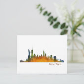 New York waterverf Skyline Briefkaart (Staand voorkant)
