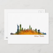 New York waterverf Skyline Briefkaart (Voorkant / Achterkant)