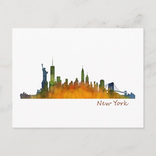 New York waterverf Skyline Briefkaart (Voorkant)