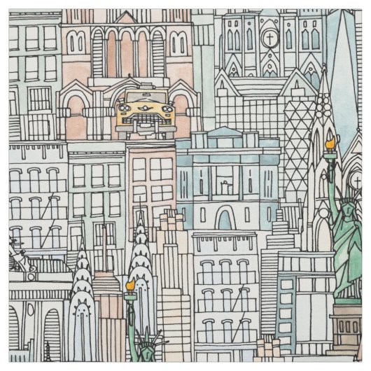 New York waterverf Stof (Swatch)