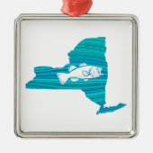 New York Wave Gevist Metalen Ornament (Voorkant)