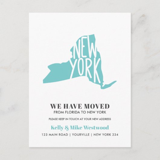 NEW YORK We hebben New address New Home verplaatst Briefkaart (Voorkant)