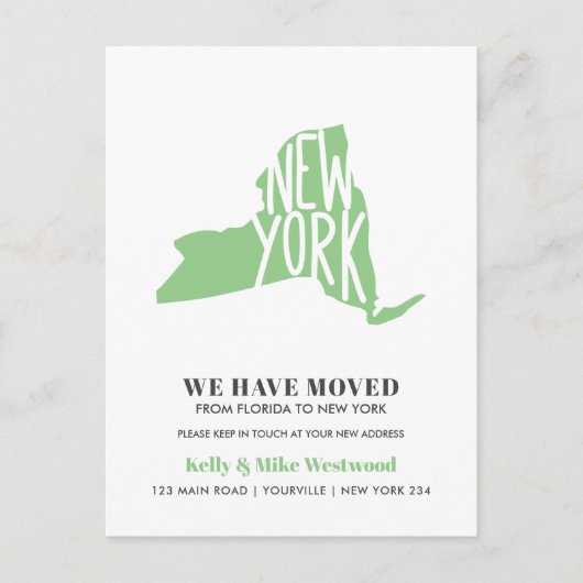 NEW YORK We hebben New address New Home verplaatst Briefkaart (Voorkant)