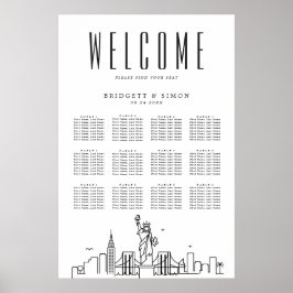 New York Wedding | 12 tabel Zitplaatskaart Poster