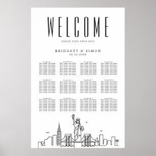 New York Wedding   12 tabel Zitplaatskaart Poster