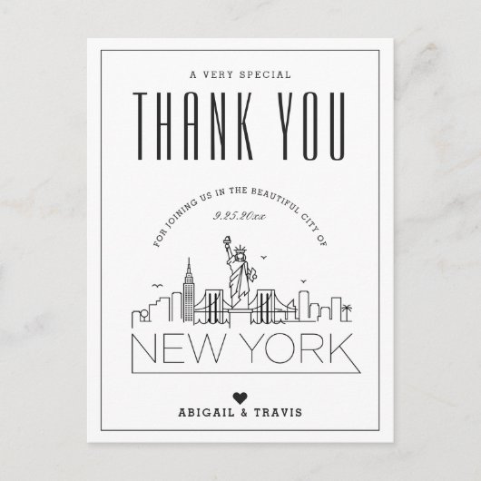 New York Wedding | Bedankt voor de komst! Briefkaa Briefkaart (Voorkant)
