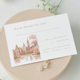 New York Wedding Dusty Pink RSVP Kaartje