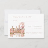 New York Wedding Dusty Pink RSVP Kaartje (Voorkant)