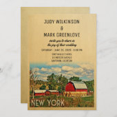 New York Wedding Invitation Boerderij Barn Rustic Kaart (Voorkant / Achterkant)