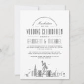 New York Wedding | Moderne Deco City Skyline Kaart (Voorkant)