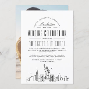 New York Wedding   Moderne Deco City Skyline Kaart