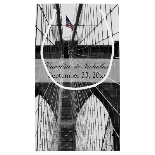 New York Wedding NYC Brooklyn Bridge Klein Cadeauzakje (Achterkant)